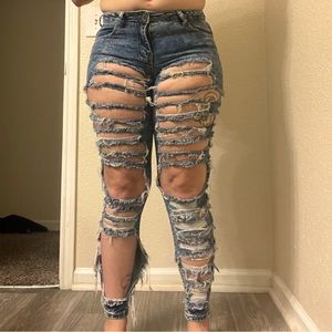 Very distressed high rise jeggings jeans